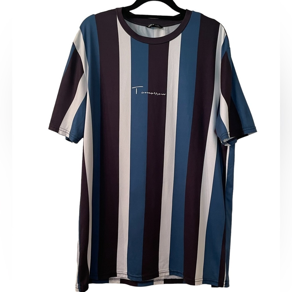 Shein mens‎ block striped graphic Tee, size large.​